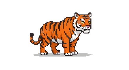 Naklejka premium Pixel Art Tiger on White Background