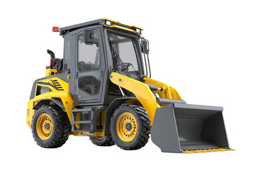 Fototapeta premium Yellow Skid Steer Loader – Heavy Equipment on Transparent Background