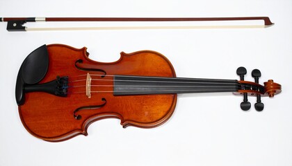 Fototapeta premium Classical Violin with Bow, Strings, Wood, Musical Instrument