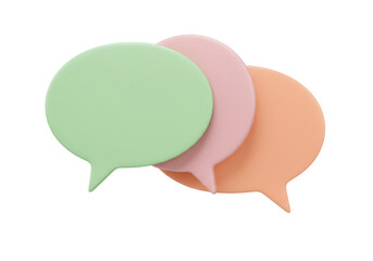 Isolated chat bubbles in pastel green, pink, and peach colors for texting or online conversation