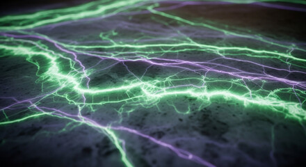 urora Marble &ndash; Marble infused with veins of green and purple light, inspired by the Northern Lights, hyper-detailed cinematic vision.