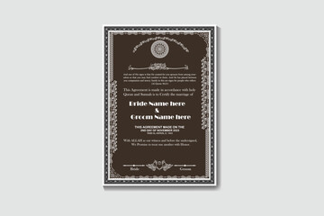 Artistic Muslim Wedding Contract Design Template