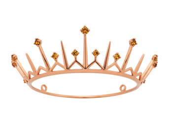 Isolated regal crown with amber gems for royalty, winner, princess, or beauty queen