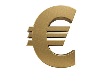 Isolated Euro symbol currency, money and finance investment in Europe metallic gold