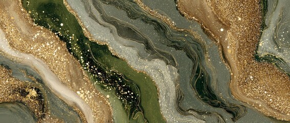 The abstract background features a swirling mix of golden and brown tones, accented with white speckles