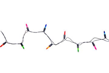String of Christmas lights isolated on transparent background..