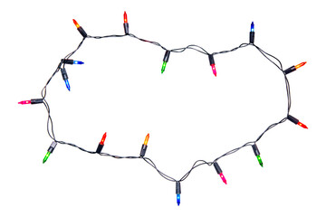 String of Christmas lights isolated on transparent background..