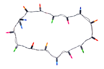 String of Christmas lights isolated on transparent background..