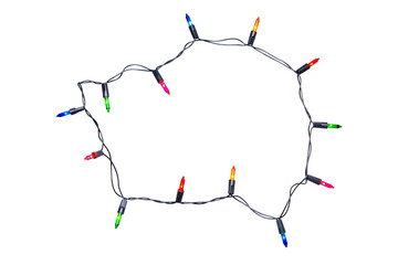 String of Christmas lights isolated on transparent background..