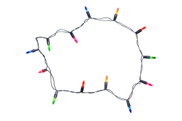 String of Christmas lights isolated on transparent background..