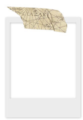 blank photo frame with map designed adhesive