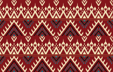Geometric ethnic oriental ikat seamless pattern  color oriental. Aztec ornament print. Design for background ,curtain, carpet, wallpaper, clothing, wrapping, Batik, vector illustration.