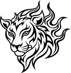 Fototapeta premium tiger head flame vector 