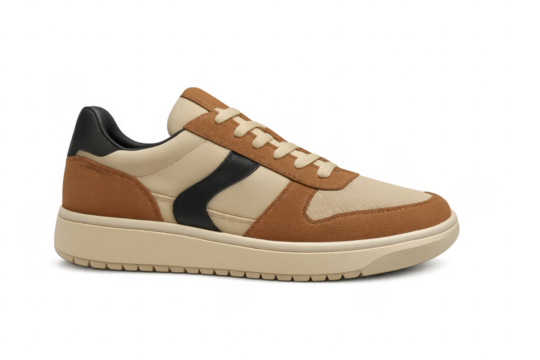 Brown suede beige casual sneaker on transparent background