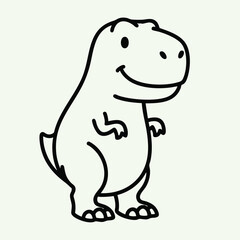 Fototapeta premium A cheerful cartoon dinosaur with a friendly expression, standing upright and ready for fun adventures ahead.