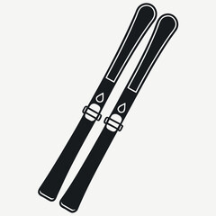 Black Colour ski Vector Illustration, Solid White Background (1).eps