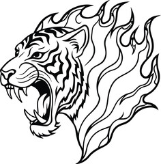 tiger head flame vector 