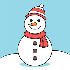 Black Colour snowman Vector Illustration, Solid White Background (1).eps