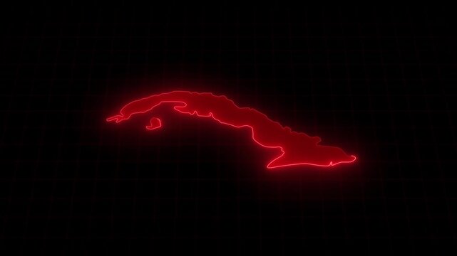 Cuba map animation, Glowing neon Cuba map animation background. country territory outline animation. Digital country outline icon for geography
