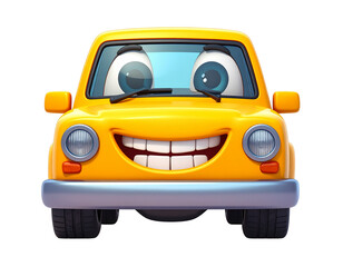 Obraz premium Cute Yellow SUV Emoji with Smiling Face PNG