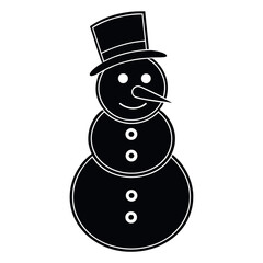 Black Colour snowman Vector Illustration, Solid White Background (4).eps