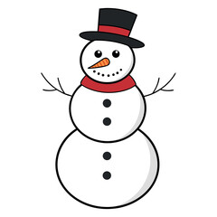 Black Colour snowman Vector Illustration, Solid White Background (5).eps