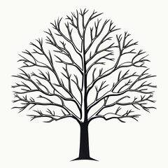 Obraz premium Black Colour snowy tree Vector Illustration, Solid White Background (2).eps