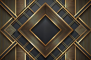Obraz premium Art Deco Geometric Pattern with Gold and Black Lines