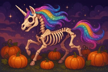 Halloween Fantasy: Glitter Skeleton Unicorn