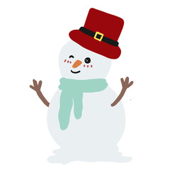 Cute snowman festive Christmas and New Year holiday illustration