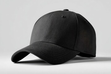 Black baseball cap on a plain background