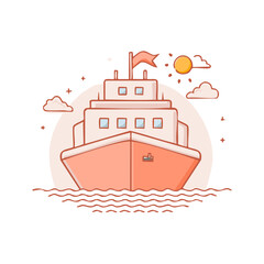 Obraz premium A Large Passenger Ship Sailing on Wavy Water Under a Sunny Sky