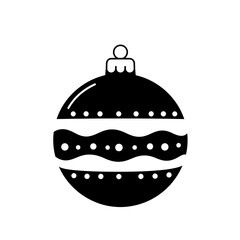Stylized Black and White Christmas Bauble Ornament Illustration for Holiday Season Design and Festive Celebrations