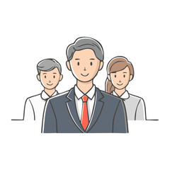 Group of Businesspeople in Suits Standing Together Smiling