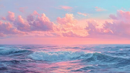 Fototapeta premium Lavender pink and blue hues come together in an abstract swirling background to produce a pattern with a cloudy texture