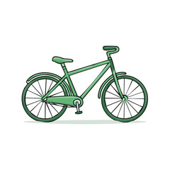 Vibrant green cartoon bicycle illustration for eco-friendly transport and urban commuting