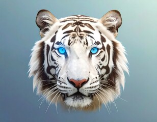 White tiger portrait, striking blue eyes
