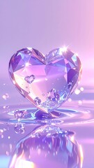 Sparkling Crystal Heart Gemstone Luxury Romance Love Background.