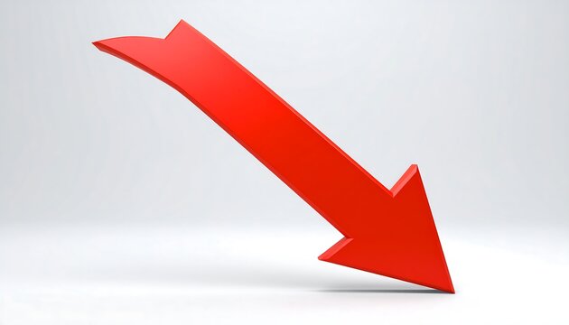 Red downward arrow on white background - Powered by Adobe