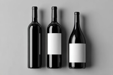 Three wine bottles with blank labels (12)