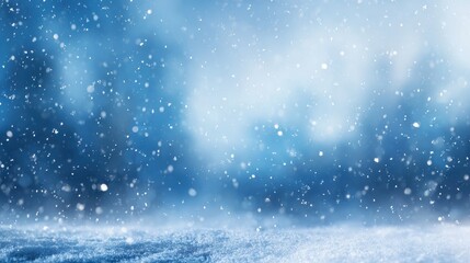 Snowfall Scene: An ethereal scene of a snow-covered landscape, the atmosphere alive with falling snowflakes. The scene evokes the calm and purity of winter.