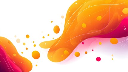 Vibrant abstract artwork with flowing red, orange, and pink shapes, balanced by a bold white space ideal for text or design elements.