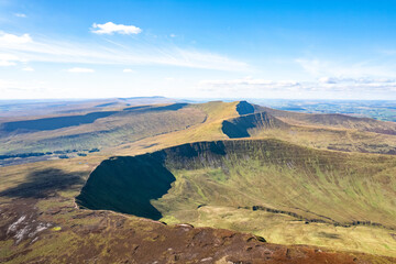 Beautiful aerial view of the Brecon Beacons National Park, near Abercynafon and Talybont Reservoir