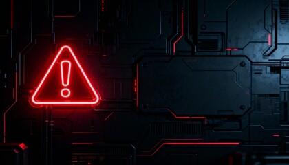 A virus alert warning displayed on a digital screen with red danger symbols and glitch effects, in a futuristic environment	