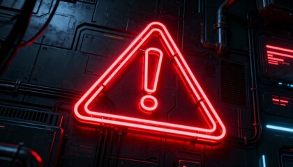 A virus alert warning displayed on a digital screen with red danger symbols and glitch effects, in a futuristic environment	
