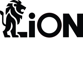 Powerful Lion Mascot with Bold Typography – Strong Animal Logo Design.  Resize and editable, EPS 10.