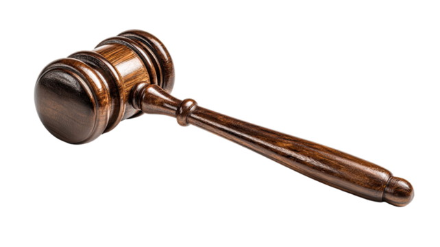 Gavel and Sound Block Symbol of Law, Justice, Courtroom, Legal Decision and Authority Concept on White background