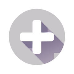 Obraz premium White Plus Sign Symbol Icon With Shadow In Circular Grey Background