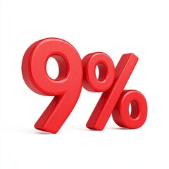A sale offering ten percent off is depicted in a red glossy 3d render on a transparent background isolated on white in Stock format