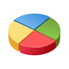 Fototapeta premium Colorful 3D Pie Chart Infographic with Four Segments